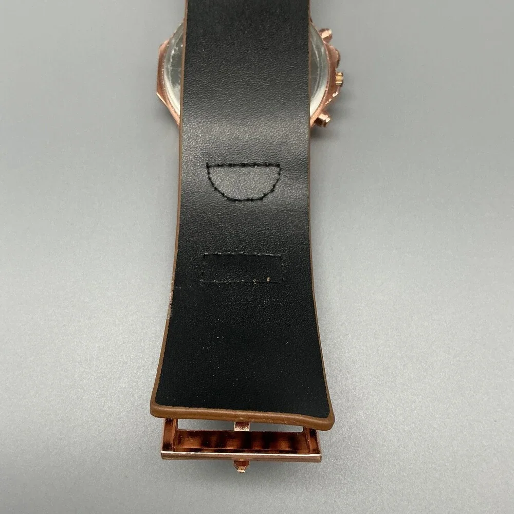 Strada Womens Watch 45mm Rose Gold Tone Cheetah Dial Leopard Strap New Battery
